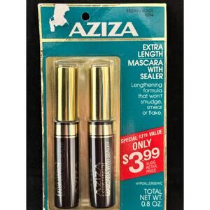 VTG NOS Aziza Extra Length Mascara with Sealer; Brown'Black; 2 tubes PROP